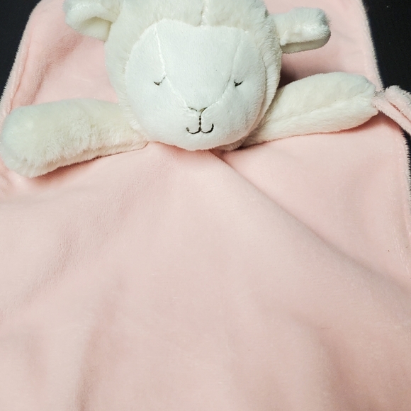 Carters OS White Lamb Pink Security Blanket Rattle Pacifier Holder Knotted Sheep - Picture 6 of 7
